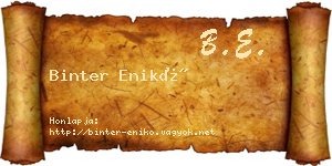 Binter Enikő névjegykártya